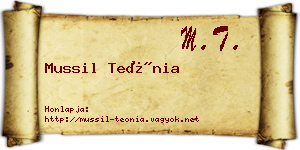 Mussil Teónia névjegykártya